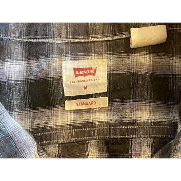 Levi's Plaid Flannel Cotton Button Up Shirt Mens Medium Standard Fit Brown - Picture 2 of 8